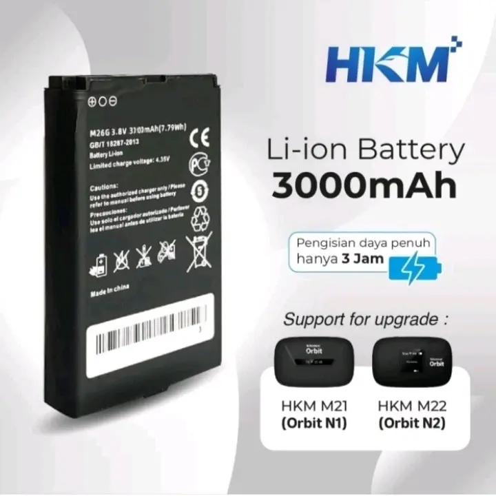 Baterai Mifi Modem Mobile Wifi M26G 2050mAh  M26MG 3000mAh XL Go HKM M21 M22 Tsel Orbit N1 N2 Batre Batere Original 100% Battery 0
