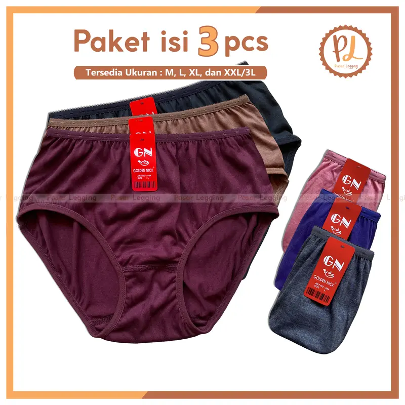 CD GN Isi 3pcs / Celana Dalam Golden Nick / Celana Dalam Wanita Katun Lembut Golden Nick 0