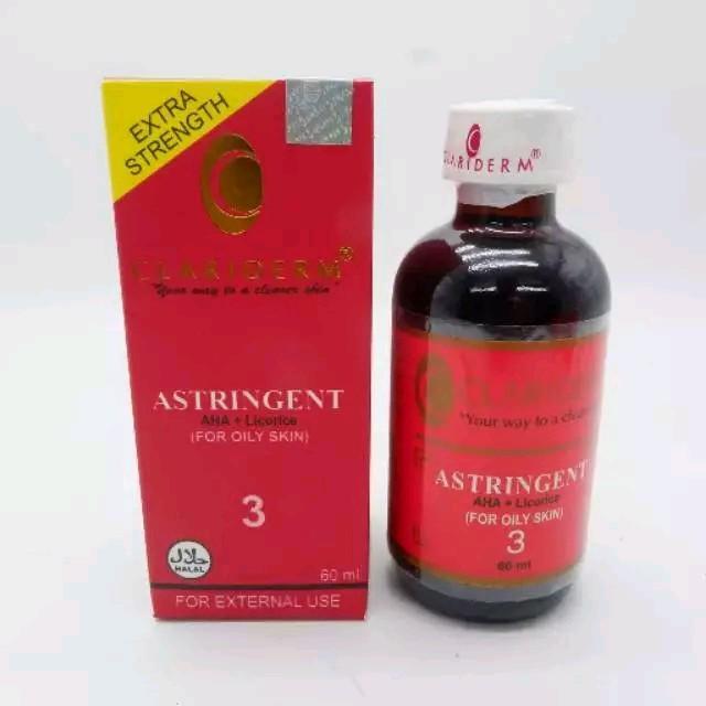 Toner Clariderm Astringent - Mencerahkan - Mengatasi Minyak Berlebih - Mengatasi Kulit Kusam - menghilangkan Bekas jerawat - Memgatasi Flek Hitam 2