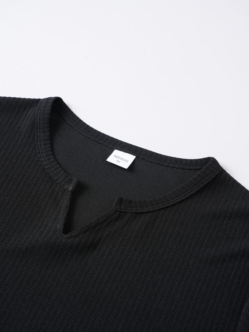 Product Introduction of Men's Vertical Striped V-Neck T-Shirt Pocket Solid Color Casual Fashion Teen, Quick Dry, Breathable and Wearable on Hot Days, Solid Color T-Shirt Sophisticated and Simple 6