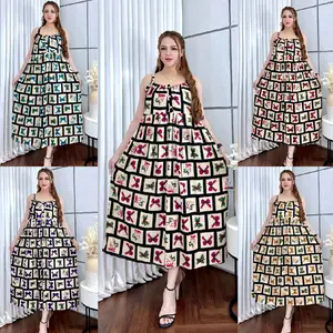 DRESS YUKENSI NAGITA MOTIF PITA LD 120 BAHAN RAYON ADEM