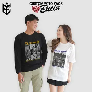 BE INC - Kaos Custom Bucin Couple It's My World T-shirt (Pria & Wanita) | Kaos Cotton Combed 24s Custom Sablon | T-shirt Sablon