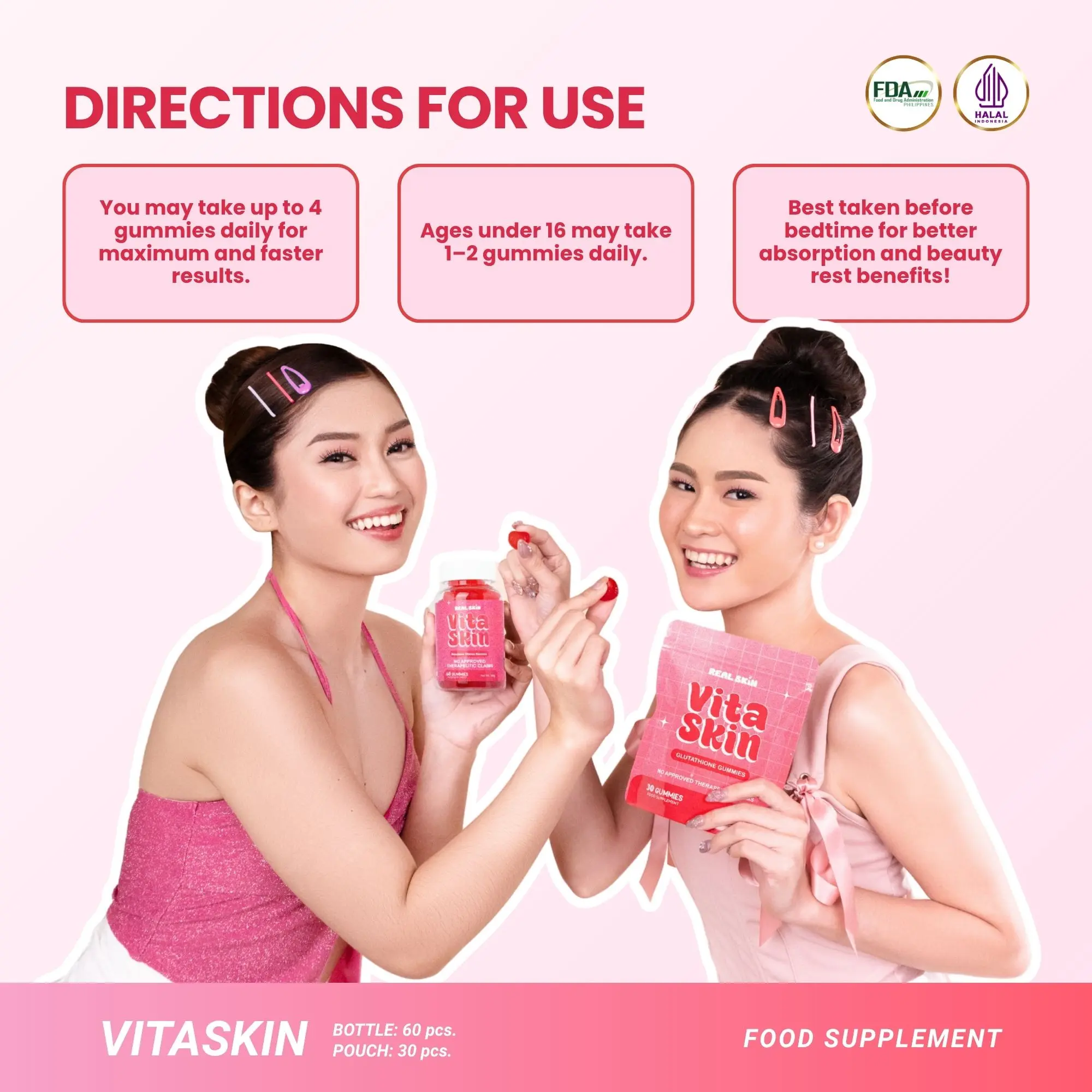 Real Skin VitaSkin Gluta Gummies - All Natural and FDA Approved Skin Brightening Vitamins with Marine Collagen Real Skin VitaSkin Gluta Gummies - All Natural and FDA Approved Skin Brightening Vitamins with Marine Collagen