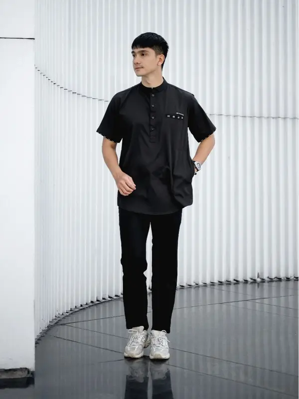 Baju Koko Kurta Dewasa Lengan Pendek Pria Muslim Terbaru Salvio Hexia 7