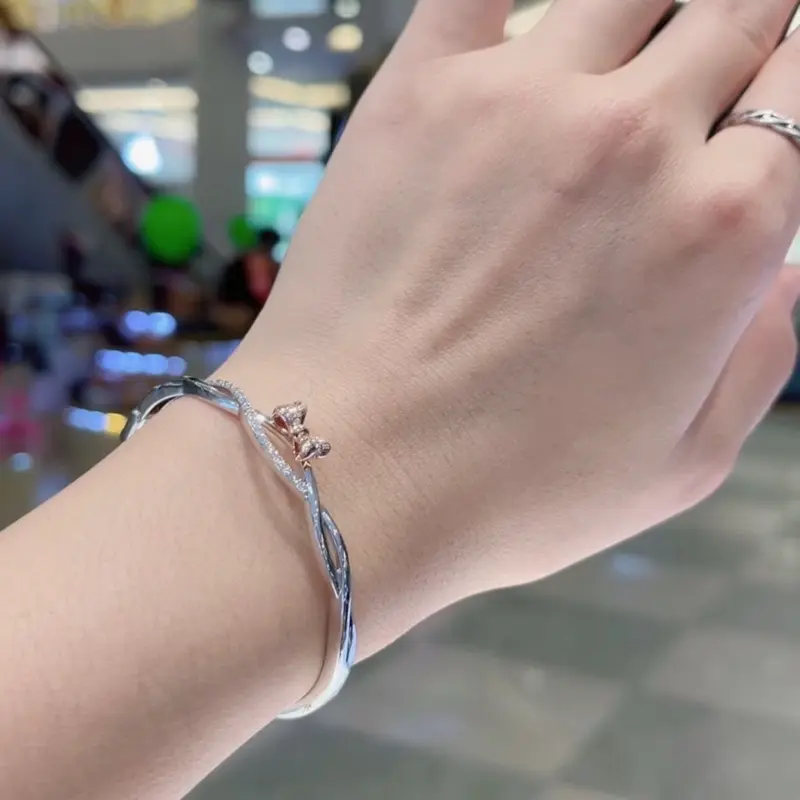 Lắc tay bạc mạ vàng trắng NƠ 3