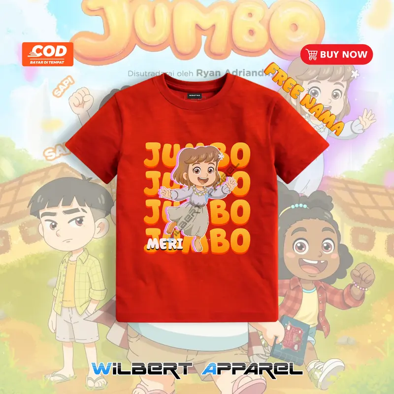 Kaos Anak Meri Film Animasi Jumbo - Baju Anak Film Jumbo Gratis Nama - Fashion Anak 3