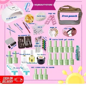 Set Paket Nailart pro Lengkap Kutek Gel 15 Warna Manicure Pedicure
