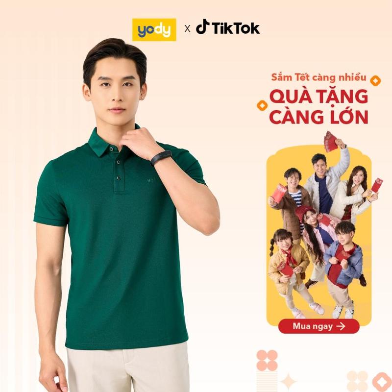 YODY Áo Polo Nam Cổ Bẻ Mắt Chim Trơn Cộc Tay Chuẩn Form Co Giãn 4 Chiều APM7459