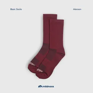 Kaus Kaki Mildness Basic Maroon Panjang Pria Wanita dengan Teknologi Antimikroba - Tebal, Lembut  Nyaman Katun Dewasa Kerja