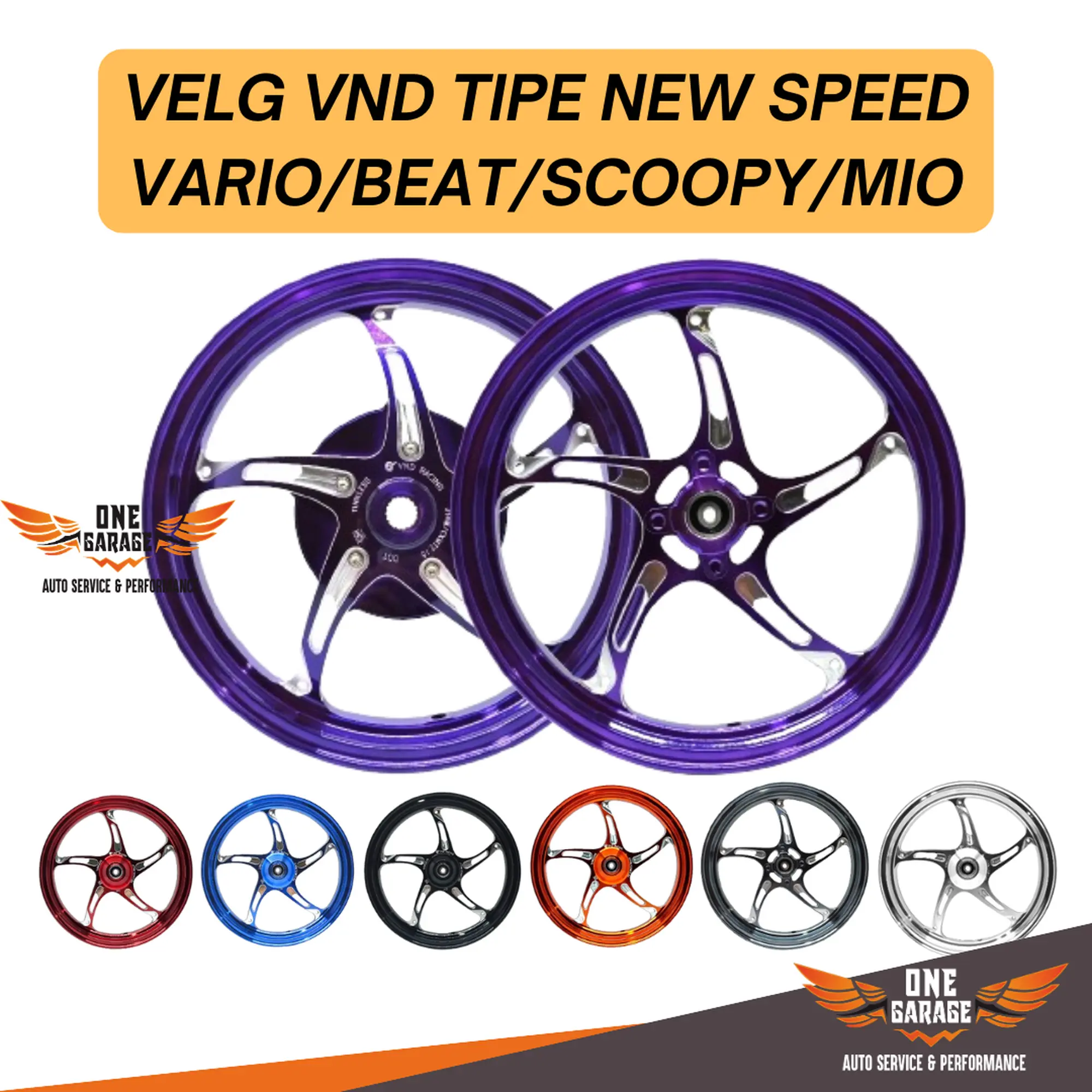 Velg VND NEW SPEED Vario 125 150 150 CBS ABS Beat Scoopy Mio Old Sporty Smile J Soul Gt Fino Nuovo M3 Z Xeon Xride ukuran 185/215-14 Accessories Motorcycle Adaptor Baut Cakram Dudukan Roda
