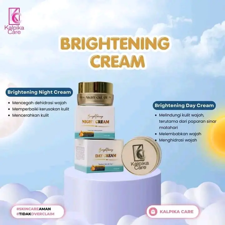 Paket Night Cream + Day Cream Brightening/Acne Kalpika Care/Krim Pagi/Krim Malam