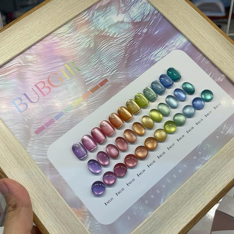 set mắt mèo 12 màu BUBGIR  - tặng kèm bảng màu như ảnh - tặng kèm thanh hơ nam châm