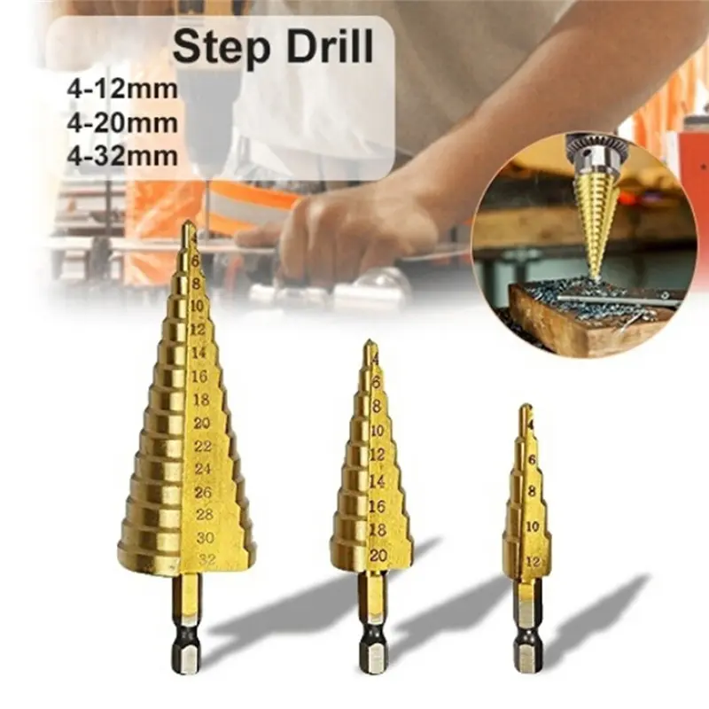 4-32mm step drill hexagonal handle hole puncher pagoda drill bit set high-speed steel step cone drill