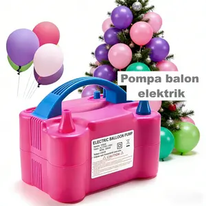 Pompa balon elektrik  portabel dengan dua port, cocok untuk dekorasi pesta  Christmas Party Balon