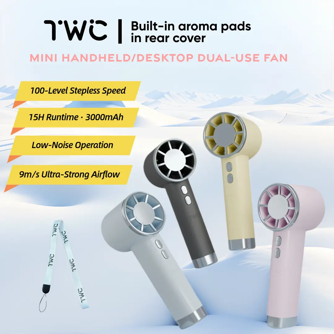 2024 Newest Mini Portable USB Handheld High-Speed Fan -100 Gears, Digital Display, 3000mAh Rechargeable, Brushless Motor, Suitable for outdoor sports for students