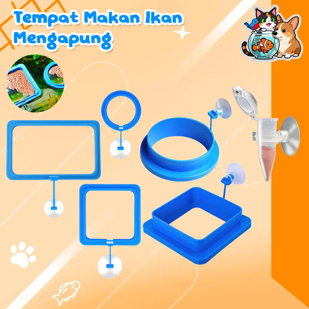 Feeding Ring Kotak & Bulat Tempat Pakan Ikan Mengapung di Aquarium & Aquascape
