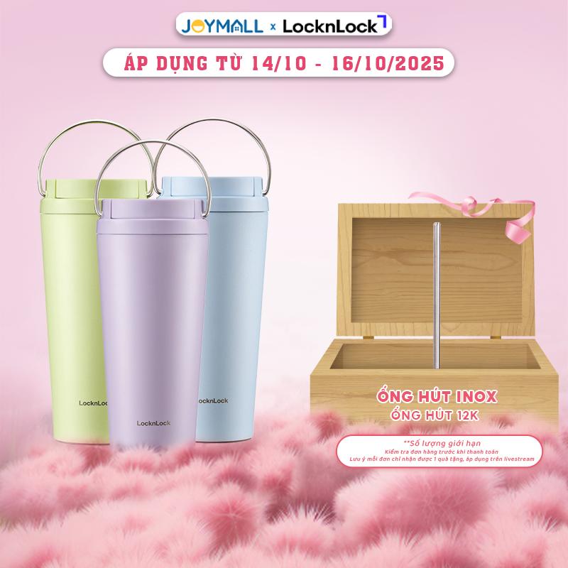 Ly Giữ Nhiệt LocknLock Bucket One Touch LHC3345 550ml, Hàng Chính Hãng, Quai Xách Tiện Lợi - JoyMall [tặng ống hút thẳng gốc từ 14/10 - 16/10/25 chỉ có trên livestream]
