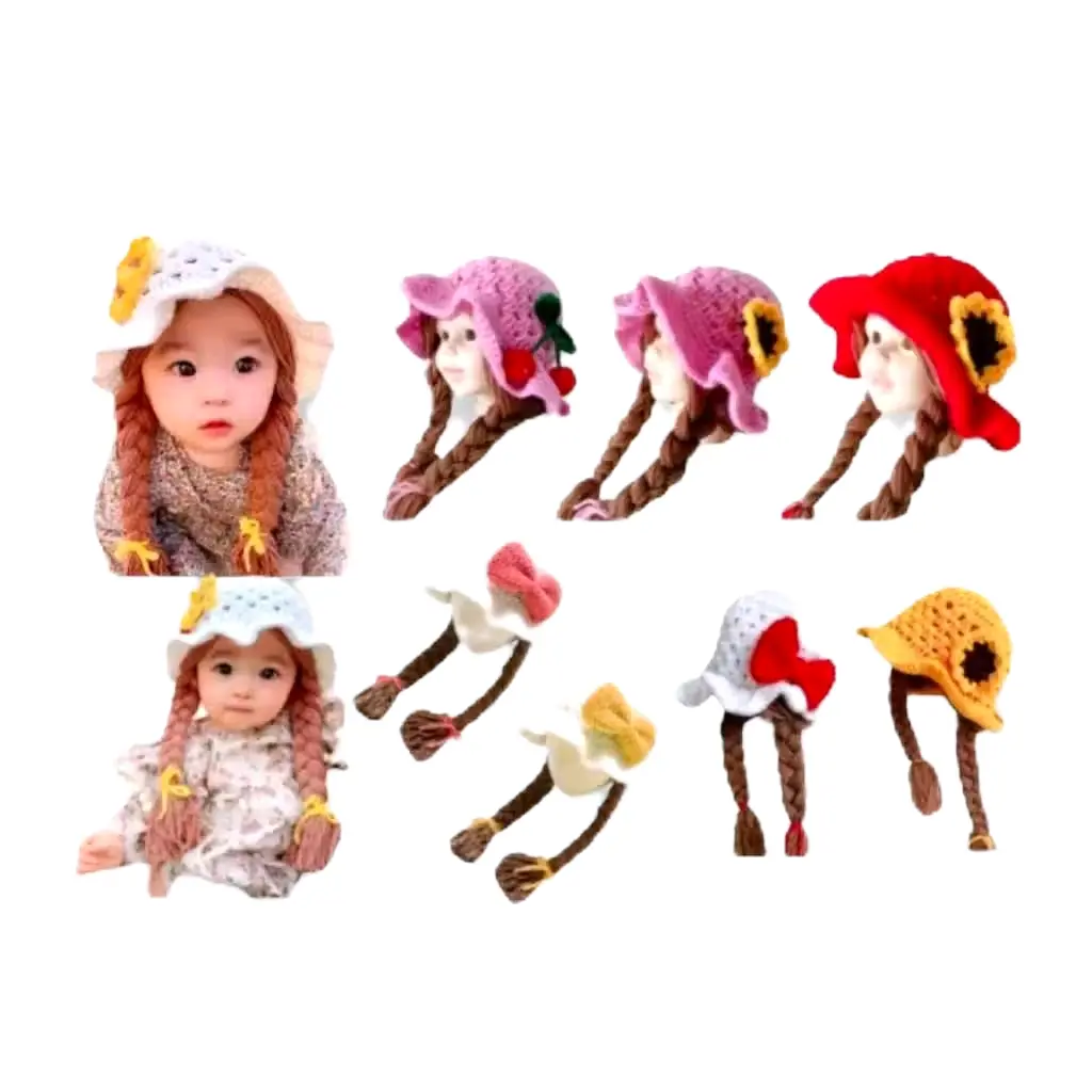 kupluk kepang wig motif pita bunga/kupluk kepang anak perempuan bisa pake nama hanya untuk dicuci dengan tangan ungu tua