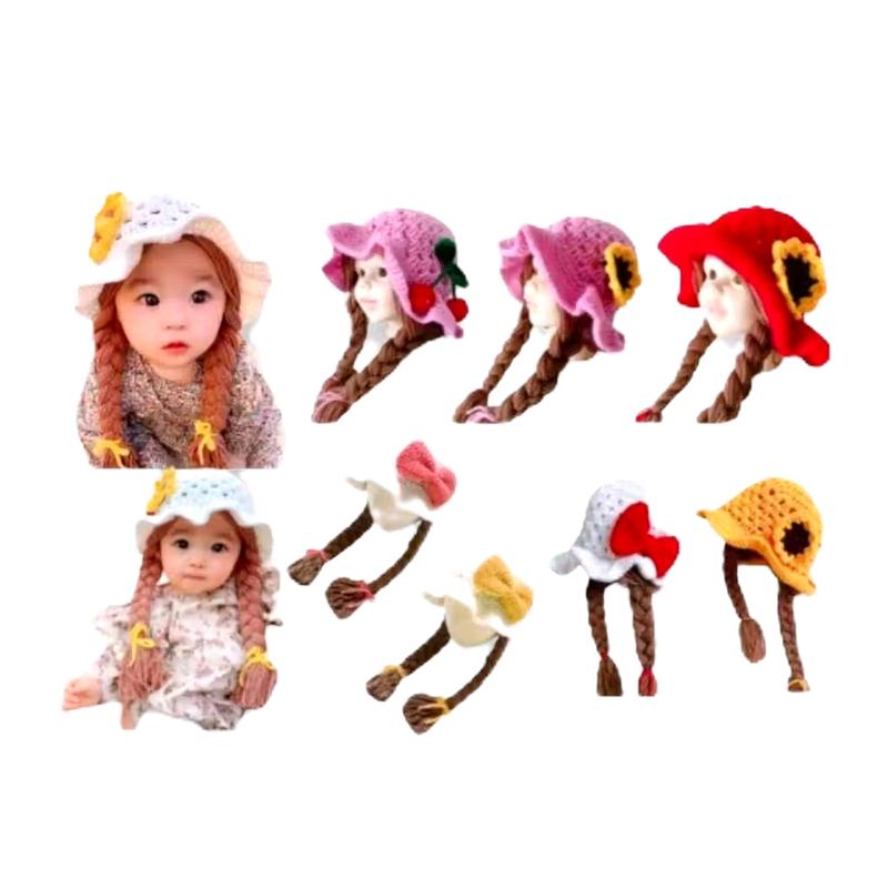 kupluk kepang wig motif pita bunga/kupluk kepang anak perempuan bisa pake nama Bayi 0