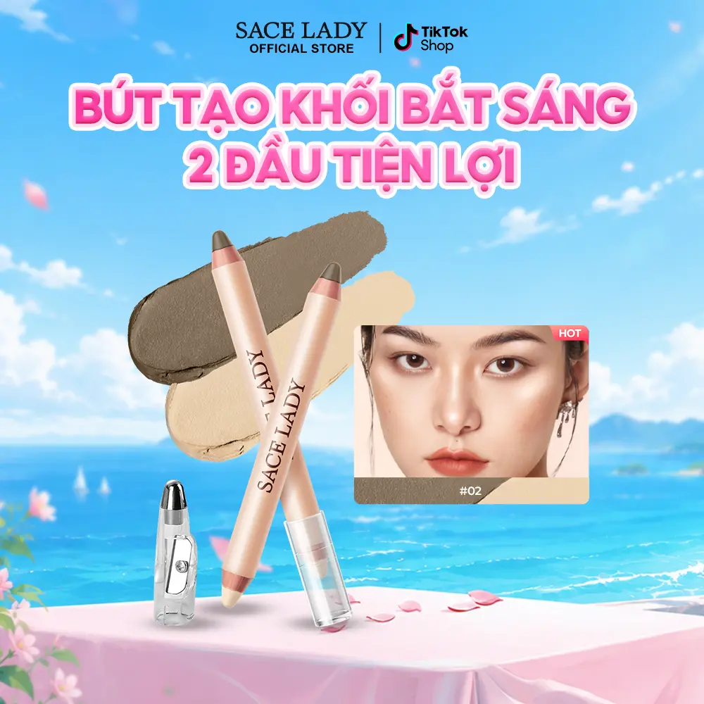 [COD] Bút tạo khối bắt sáng SACE LADY hai đầu dễ sử dụng tiện lợi lâu trôi bền màu 3.2G