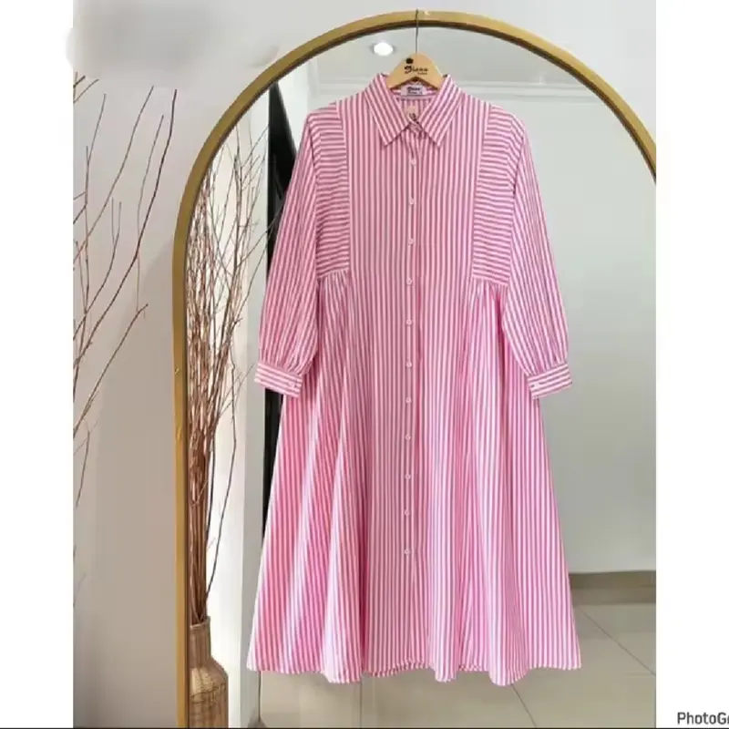 Tunik Karisa Salur/Tunik Kekinian/Tunik Trendy/Tunik Wanita Salur Katun Atasan Kancing 2
