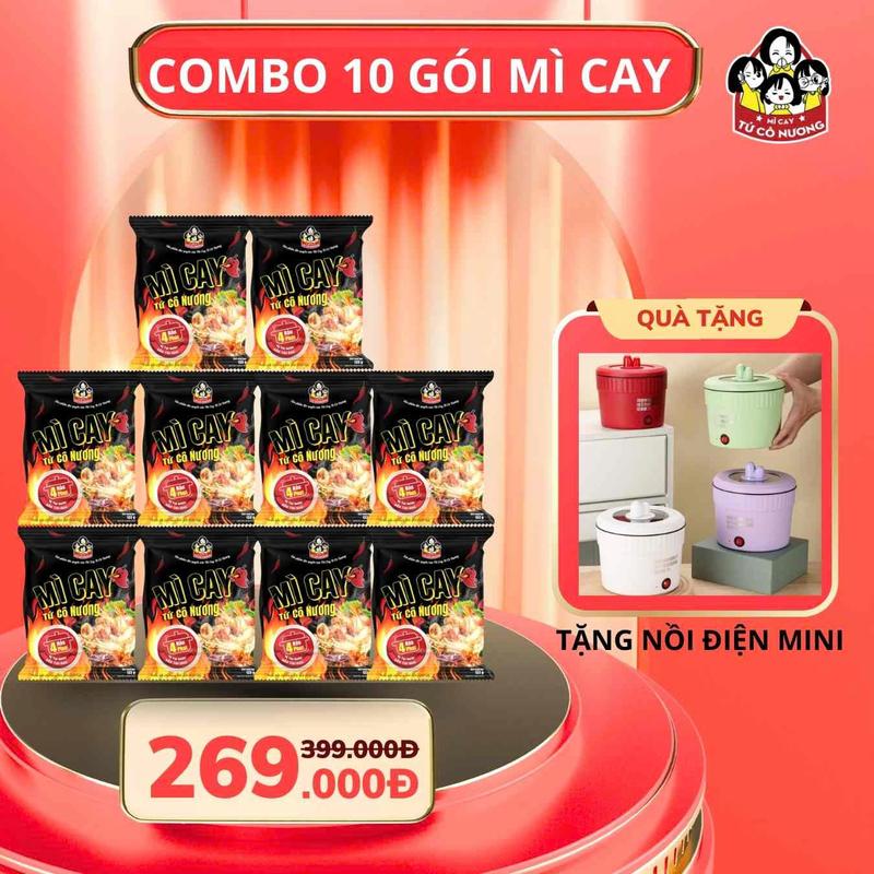 [MEGA] SET 10 MÌ CAY NƯỚC TỨ CÔ NƯƠNG - TẶNG NỒI ĐIỆN MINI + GÓI CẤP ĐỘ