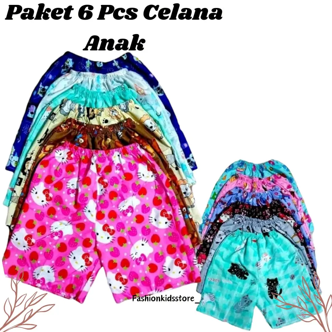 Celana Pendek Sehari-hari Anak Usia Bayi  8bulan-12tahun Motif Cewek&Cowok/Celana Pendek Karakter Katun Polimicro