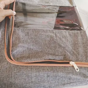 Kebutuhan keluargaLinen katun berkualitas tinggi Storage Box  Kotak penyimpanan pakaian besar  Serbaguna Rumah organizer box Lipat Frame baja  box storage organizer box storage