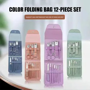 Gunting Kuku Set Lengkap 12 In 1 Alat Guntuing Kuku Set Model Pouch Dompet Manicure Terlaris -ZJ-9 Nail