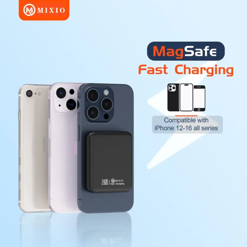 MIXIO MP-13 Mini Power Bank Magnetic Magsafe 20W Fast Charging Type C PD 5000 mAh Super Mini 8