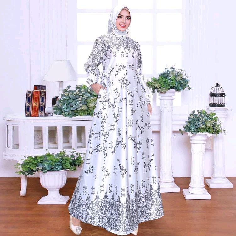 Gamis Silk Premium Pakaian muslimah Motif Terbaru Dress Silky Fashion Muslim Wanita baju syar'i mewah syari style Dewasa Remaja 5