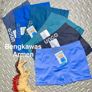 UNCO ISI 6 PCS Boxer Rajut Anak Laki-laki Celana Dalam Model Boxer Berbahan Rajut Tanpa Jahitan Samping Tersedia Ukuran M L XL untuk Umur 5-15 Tahun