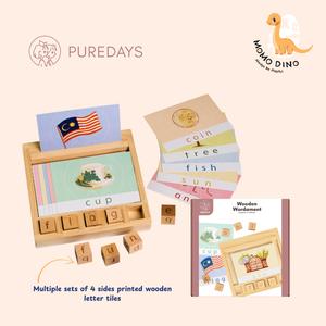 PureDays Wordament | Wooden Letter Tiles & Puzzles for Reading and Spelling Practice
