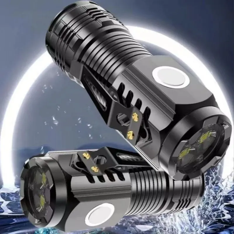Senter Mini LED 3 Mata / Senter Lampu Mini Anti Air Super Terang / Senter Mini Rechargeable FREE Usb 0