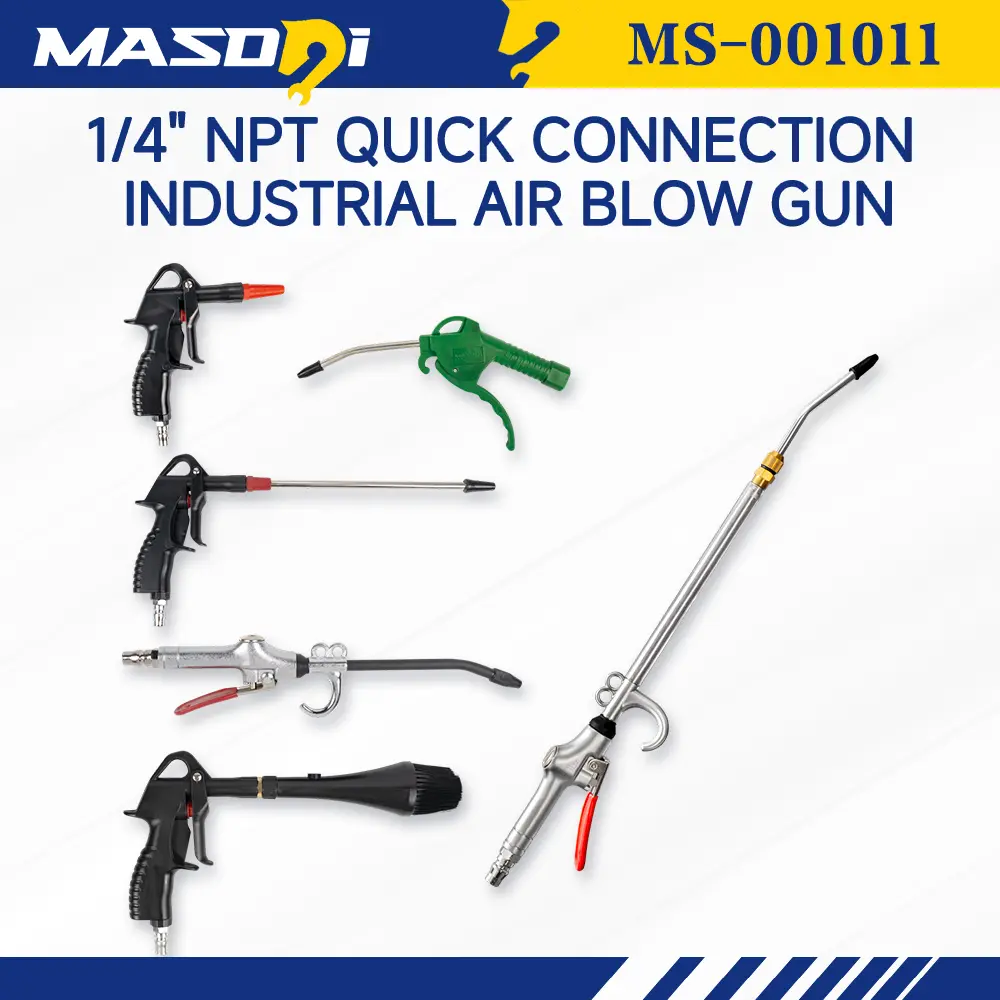 Masdsi Industrial Air Blow Gun, 43-66CM Extendable Rubber Protective Air Flow Nozzle, Extended Air Blower Gun with 360 Degree Swivel Hook, Air Compressor Accessories Tools