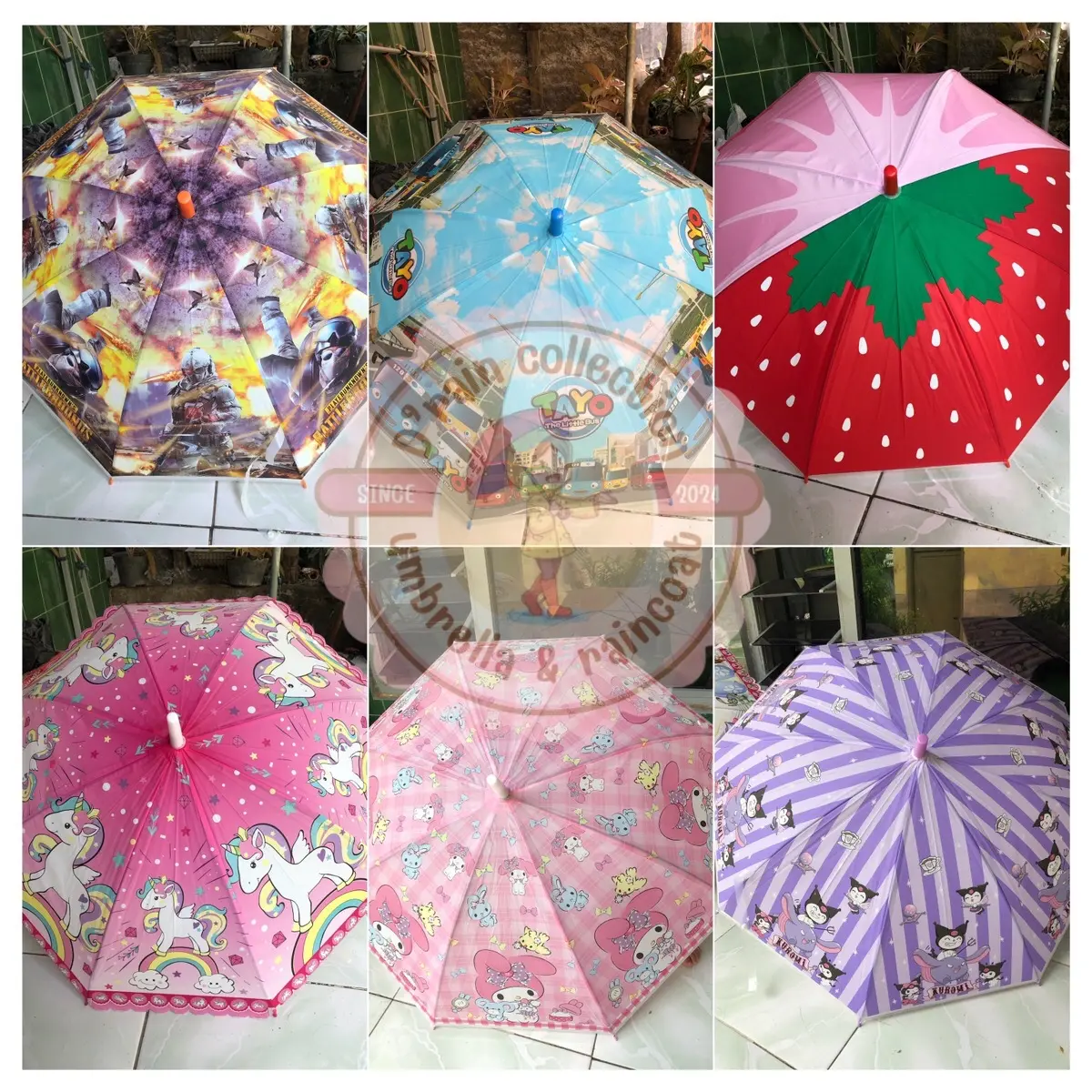 Payung Anak Karakter PVC Newest Edition - Banyak Pilihan Motif dan Karakter Random - Plastik hujan dan matahari ringan
