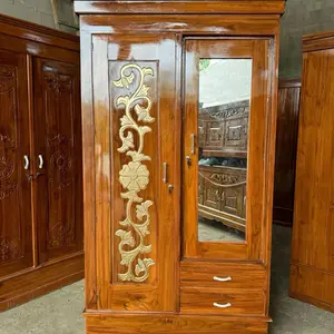 Lemari minimalis 2 pintu kayu jati