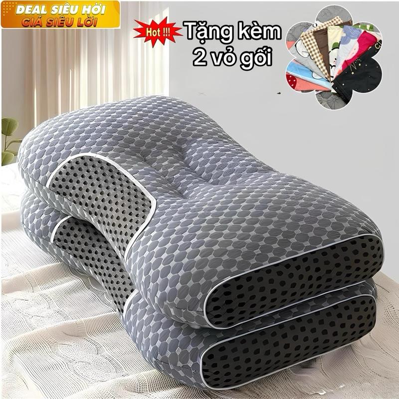    Combo Siêu Hời   2 Gối Massage Công Thái Học Tặng Kèm 2 Vỏ Gối Free Ship Gối Công Thái Học Hỗ Trợ Đau Mỏi Cổ Vai Gáy Kèm 2 Vỏ Để Dễ Dàng Vệ Sinh Giá Siêu Hời 