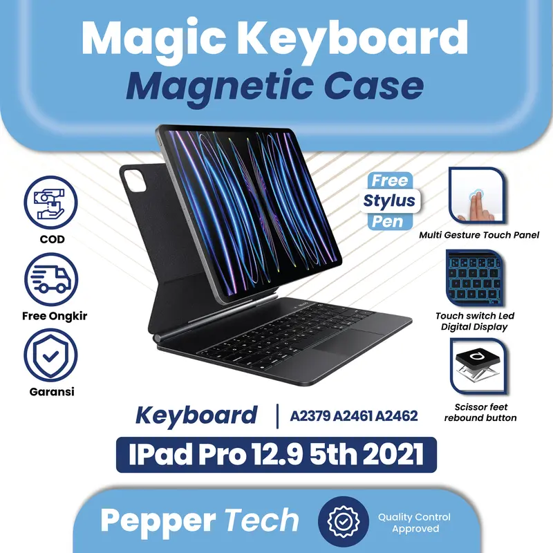 iPad Pro 12.9 5th 2021 Casing Magic Keyboard Backlight Trackpad Magnetic Cover 0