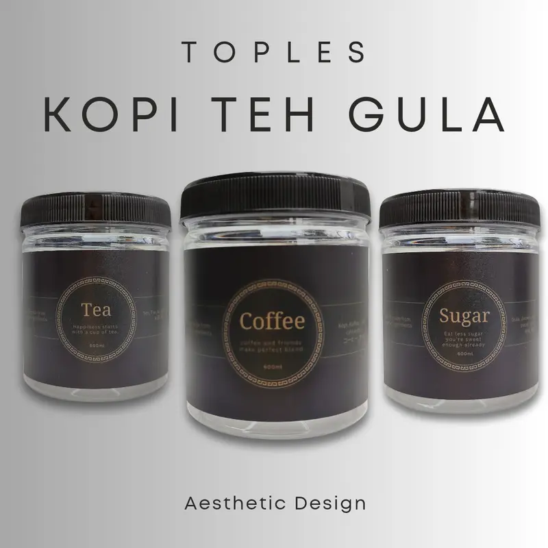 Toples Kopi Teh Gula Set Aesthetic 600 ml Motif Hijau Hitam 0