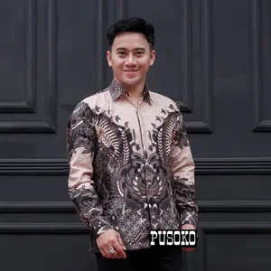 DINIE'STORE-TERBARU-KEMEJA BATIK PEKALONGAN PRIA MURAH MEWAH LENGAN PANJANG MOTIF ALEXANDER-K003 Kerah Keren Nyaman Semi