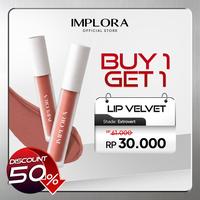 Gambar [BUY 1 GET 1] IMPLORA Lip Velvet 4.6 g - Tekstur Ringan Warna Intense  Lipstick Bibir Lightweight Pigmented Transferproof Tahan Lama - Moist Korean Look Velvet Finish Lip Cream with Skincare Infused Vitamin E  & Omega  Lip Cream Viral dari Implora Cosmetics_NEW Kota Administrasi Jakarta Selatan 1 Tokopedia