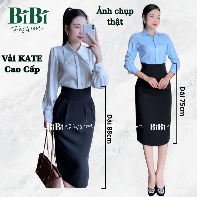 Chân váy Bút chì dáng dài cao cấp vải Kate mềm mịn. Váy bút chì công sở cạp cao dáng dài qua gối che khuyết điểm BiBi