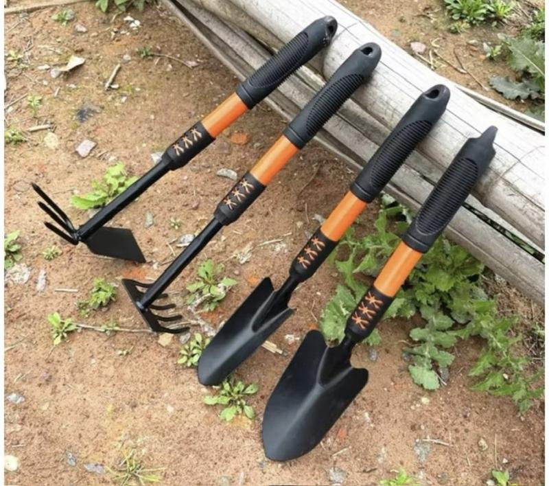   M196 --- Bộ 4 Món Dụng Cụ Làm Vườn Tay Cầm Bọc Cao Su Chắc Chắn Siêu Tiện Dụng Gồm Cuốc Xẻng Cào Đất 