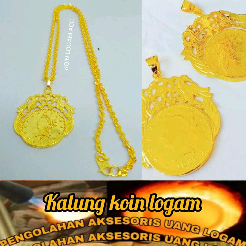 Kalung Nuri Liontin Koin Terbuat dari bahan koin logam 1991-1992 Anti Karat 0