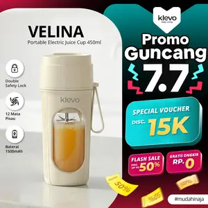 KLEVO Velina Blender Juicer Portable 450ml 12 Mata Pisau 1500 mAh Stainless Steel Rechargeable