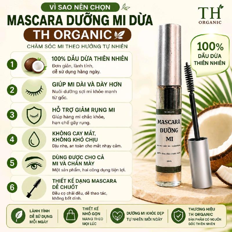 Mascara dầu dừa dưỡng mi & mày, hô trợ làm dài và dày khoẻ mi tự nhiên từ dầu…