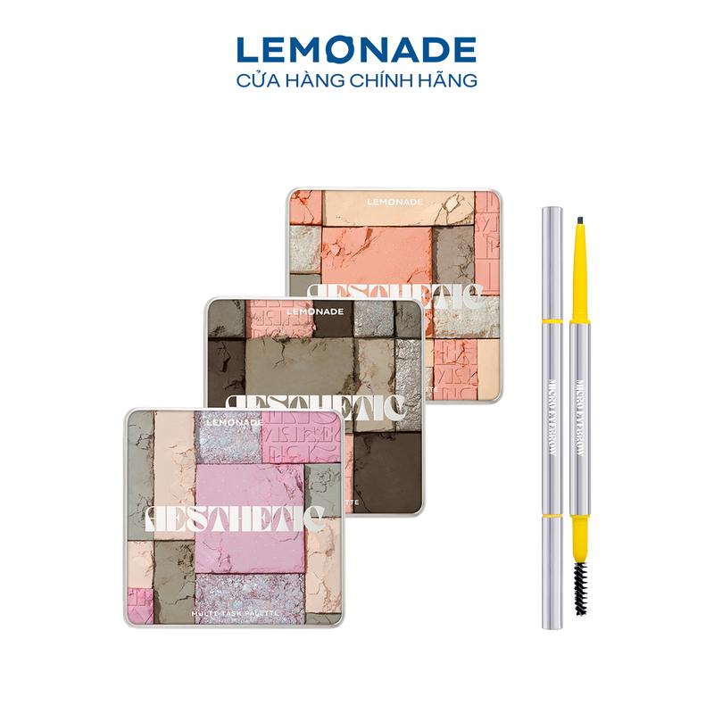 [KOL] Combo 01 Bảng phấn mắt đa năng Lemonade Aesthetic Multi-task Palette 10.8g và 01 Chì kẻ mày siêu mảnh lâu trôi Lemonade Micro Eyebrow 0,1g