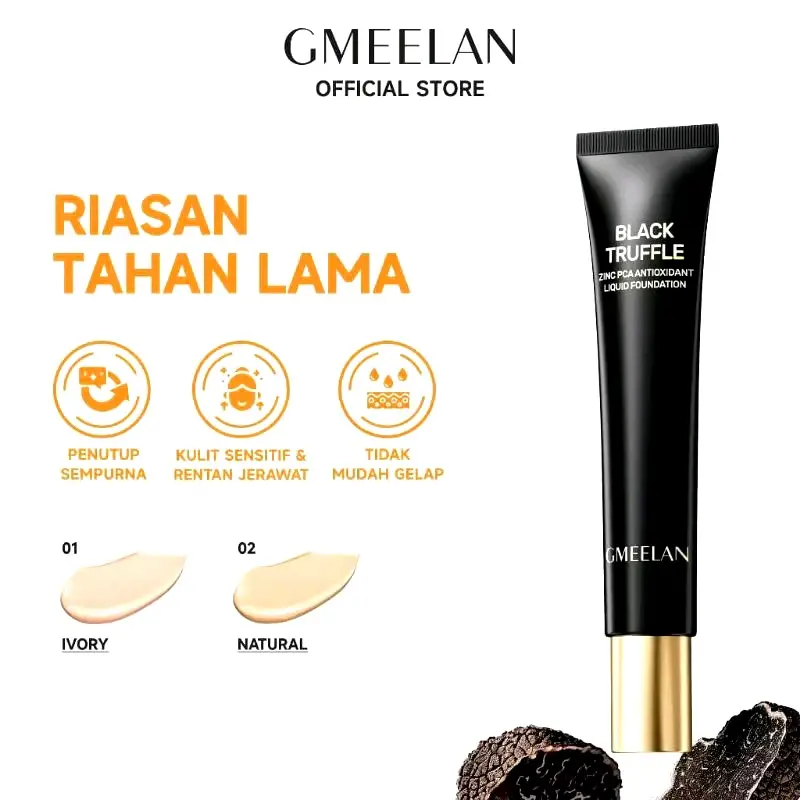 GMEELAN FONDATION Black Truffle Zinc PCA  anti oksidan Liquid Fondation sbg REFILL CUSHION menjaga riasan tahan lama 1