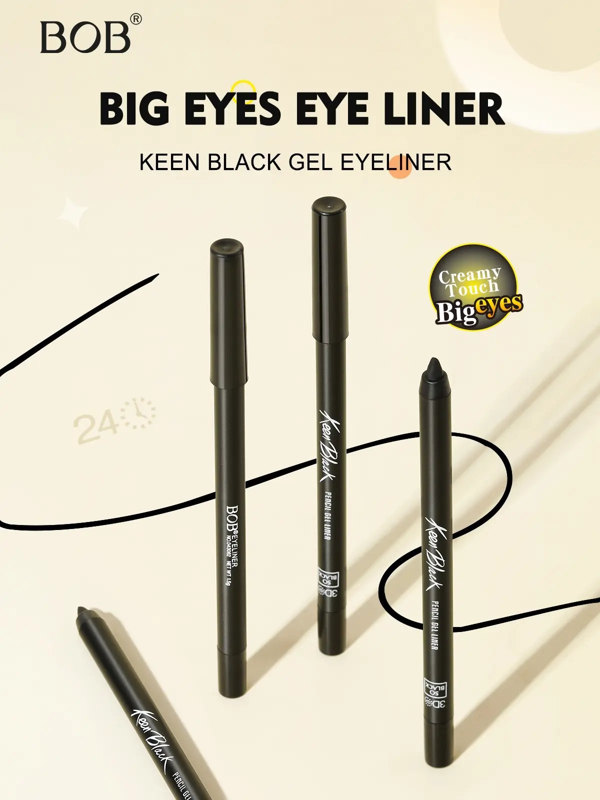 BOB PENCIL GEL LINER,Waterproof, sweat proof & smudge proof